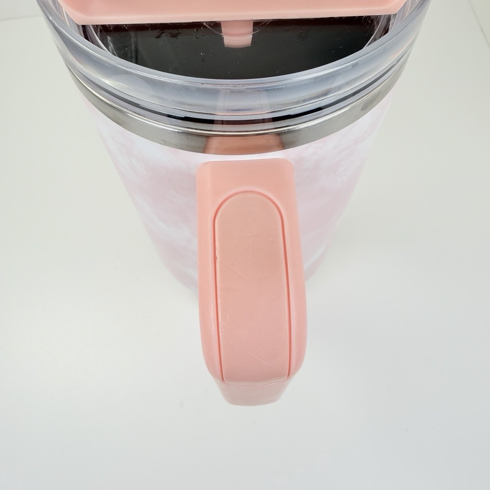 STANLEY 40 oz Tumbler Peach Tie Dye Pink With Straw Handle - Picture 9 of 9